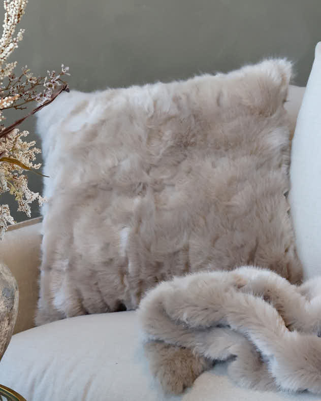 Soft Cream Luxury Faux  Fur Cushion