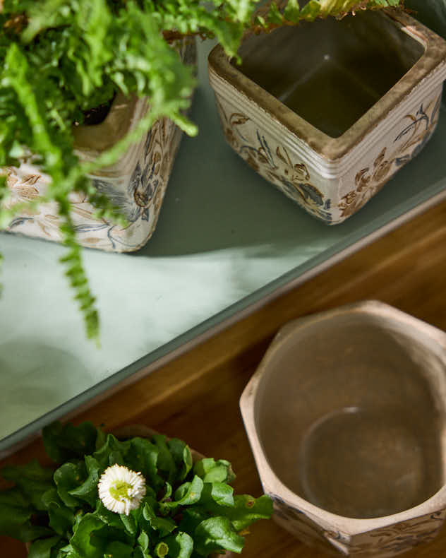 Ivory and Blue Planter Collection