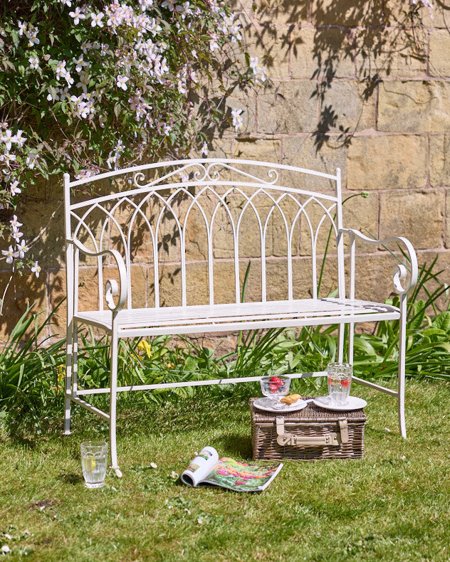 Arched Cream Iron Garden Bench – Dibor