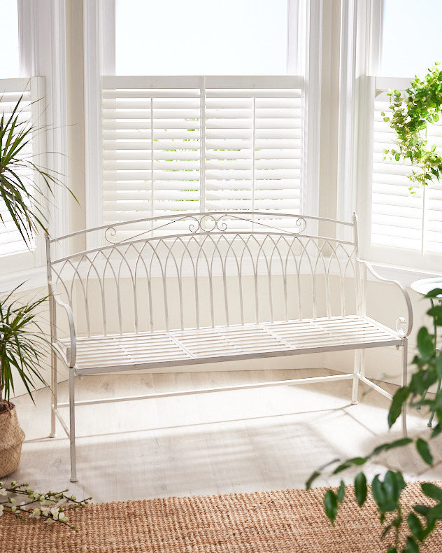 Large Cream Arched Indoor Companion Seat Bench