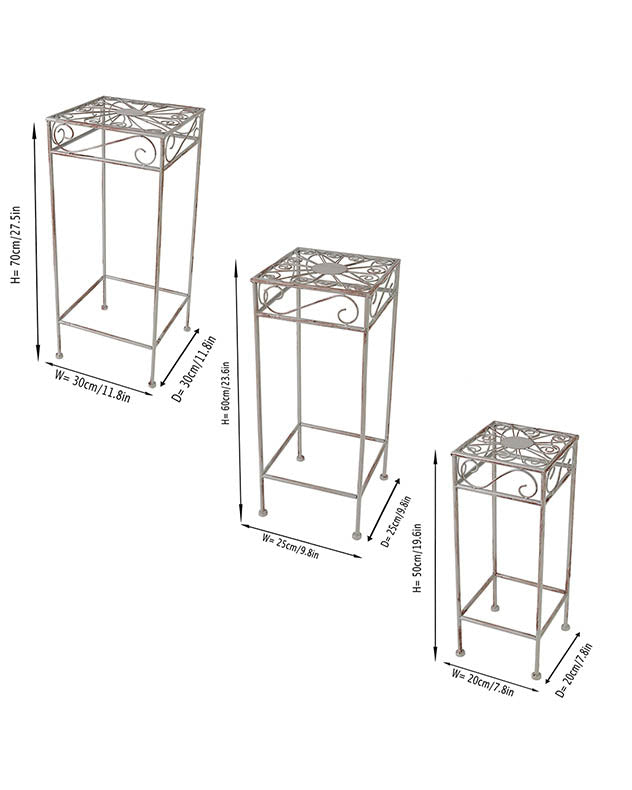 Set of 3 Iron Plant Stand Tables