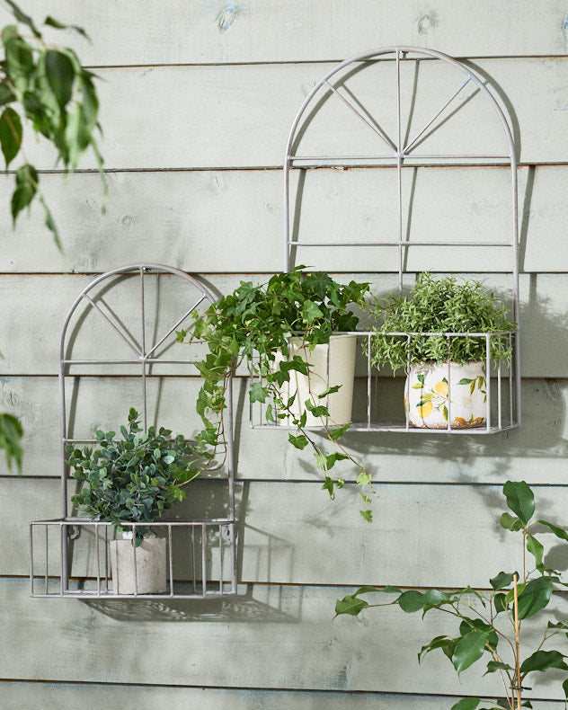 Set of 2 Arched Iron Wall Planters
