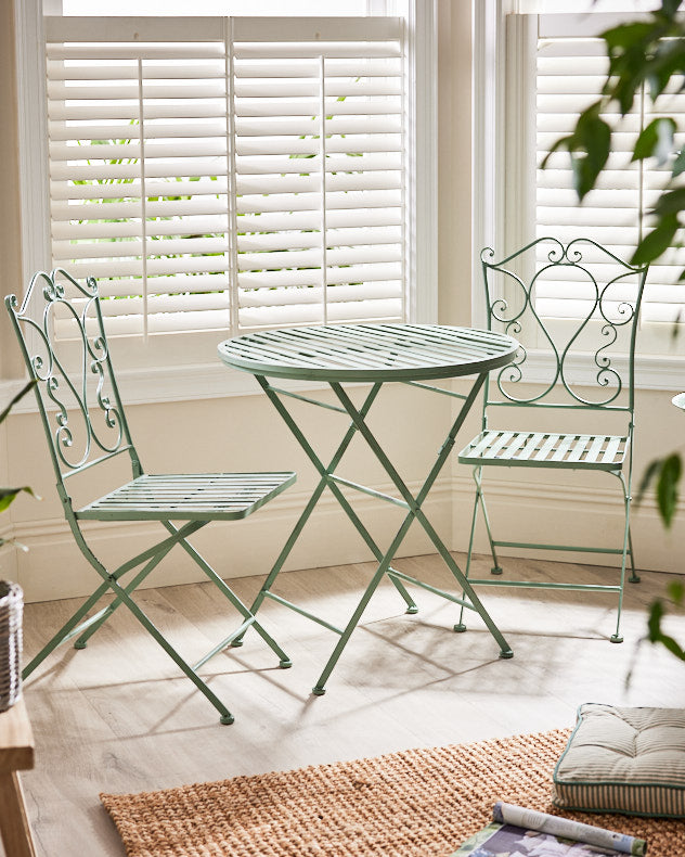 Green Scrolled 3 Piece Indoor Bistro Set