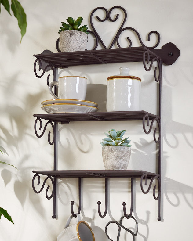 Cast Iron Wall Shelf with Hooks Dibor