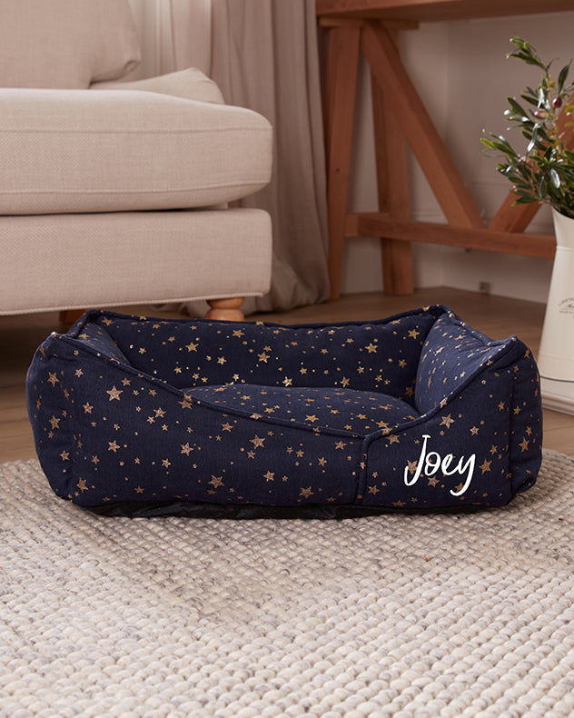 Personalised Navy Star Pet Bed