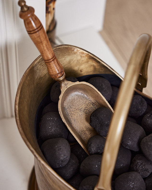 Brass Coal Bucket & Shovel top view