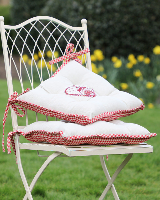 Set of Country Stag Gingham Garden Seat Pads