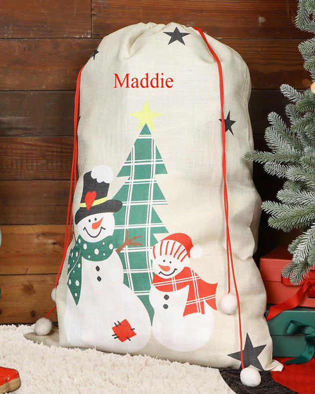 Personalised Snowmen Christmas Sack