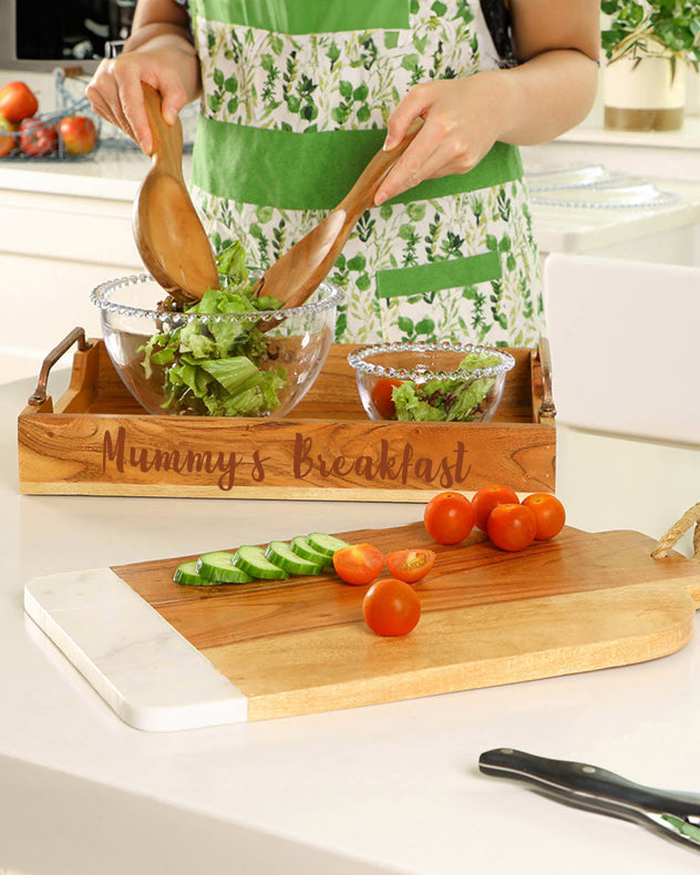 Personalised Copper Handle Wooden Serving Tray