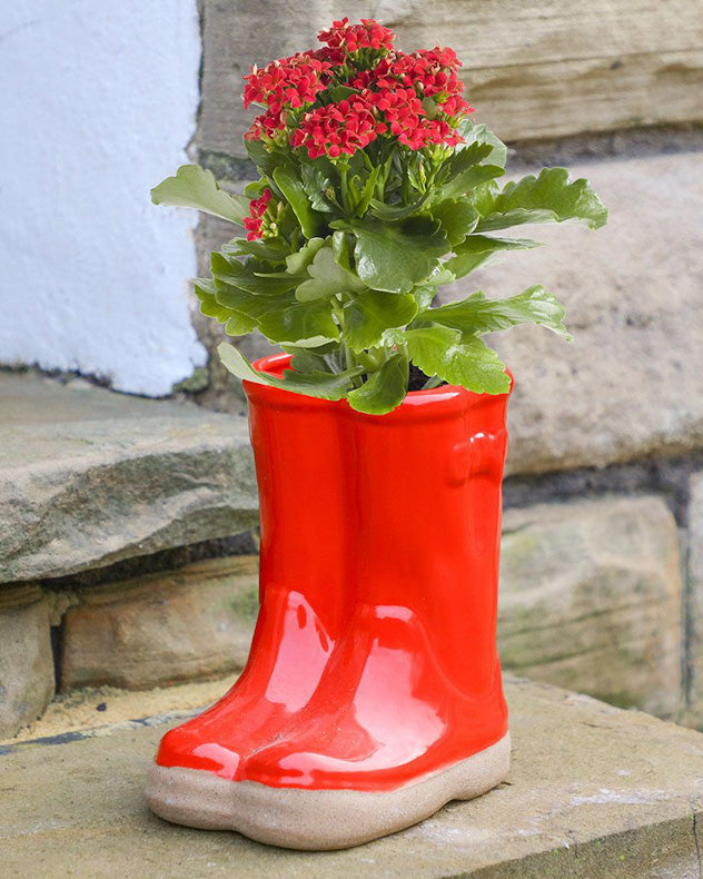 Little and Large Red Wellington Boot Plant Pots