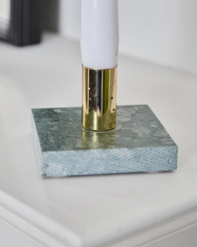 Green Marble and Rose Gold 1 Candle Holder