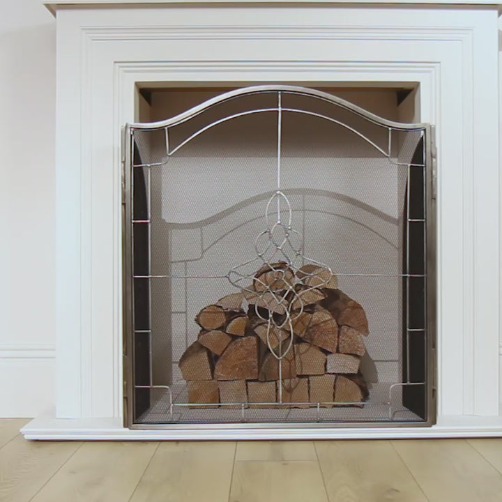 Silver Three-Fold Fire Screen