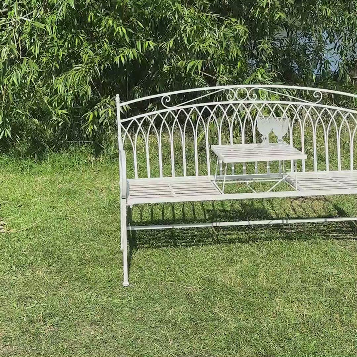 Large Cream Arched Companion Seat Bench