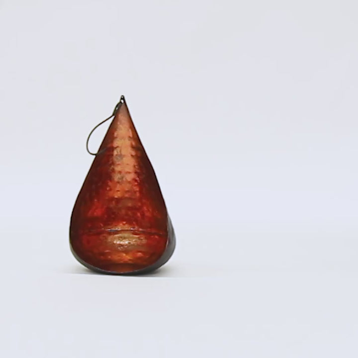 Set of 2 Hanging Copper Teardrop Candle Holders