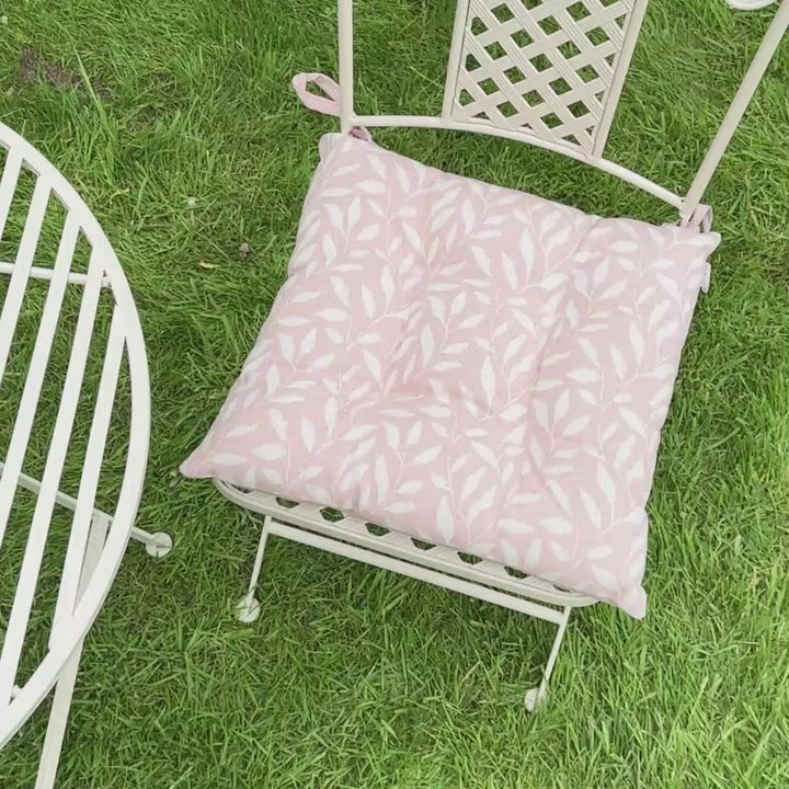 Set of 2 Pink Leaf Cotton Seat Pads video