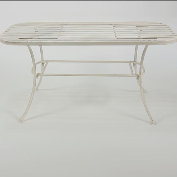 Vintage Cream Iron Slatted Outdoor Coffee Table