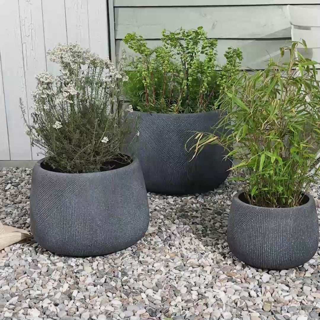 Kalo Grey Striped Planter Collection