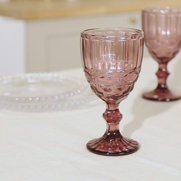 Aurielle Pink Wine Goblets video