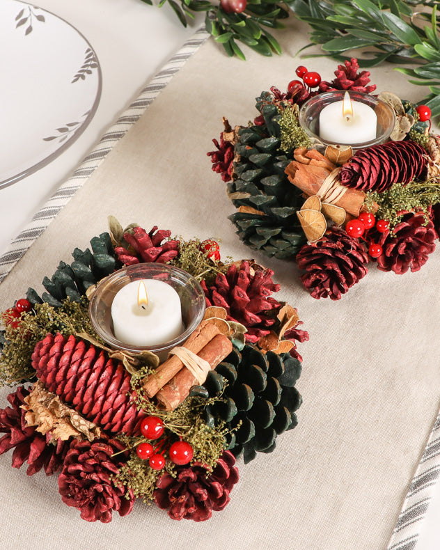set of 2 christmas tealight holders