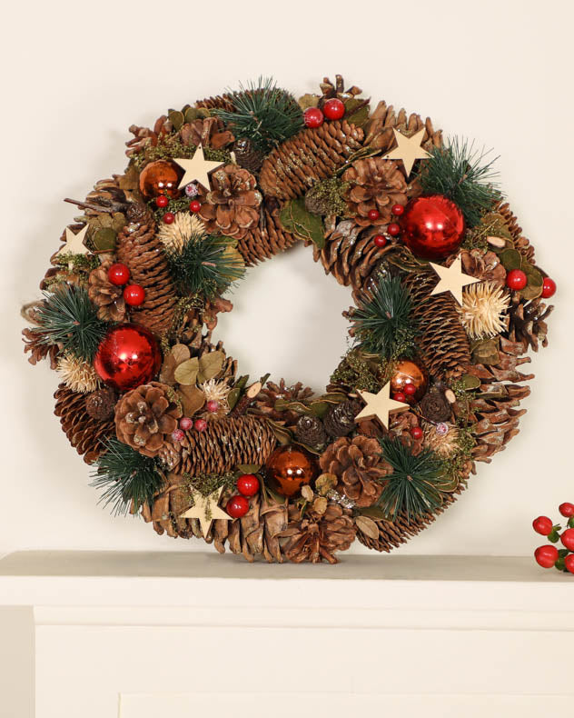 Baubles and Stars Christmas Wreath 35cm