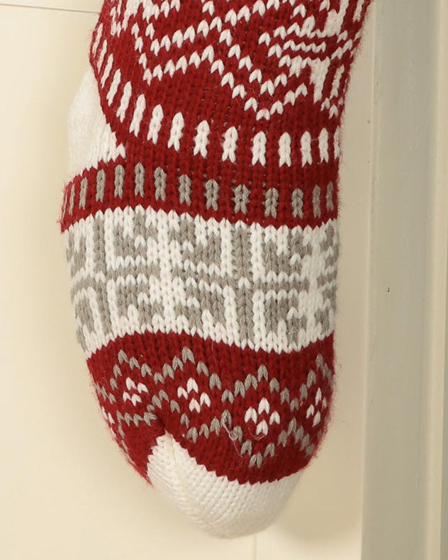 Traditional Red Fair Isle Knitted Stocking