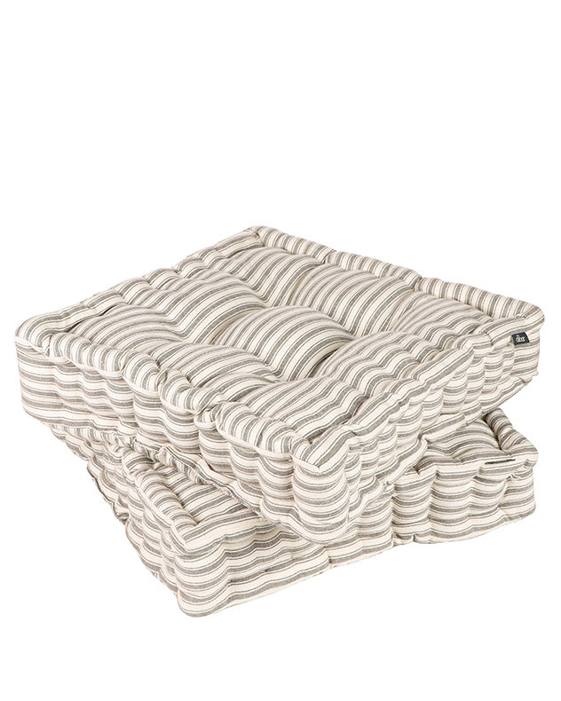 Set of 2 Grey Stripe Outdoor Box Cushions