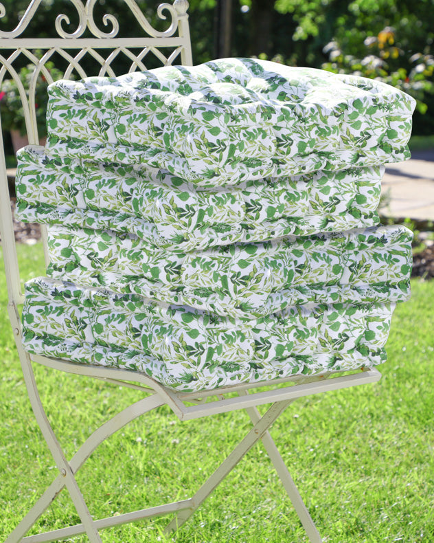 Set of Botanical Print Outdoor Garden Seat Pad Box Cushions