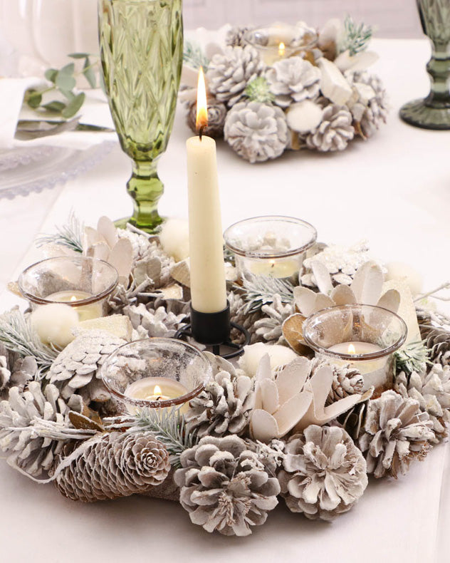 White Christmas Candle Centrepiece
