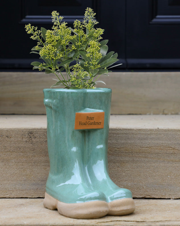 Large Personalised Green Wellington Boot Planter 