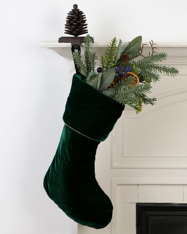 Knightsbridge Green Velvet Christmas Stocking
