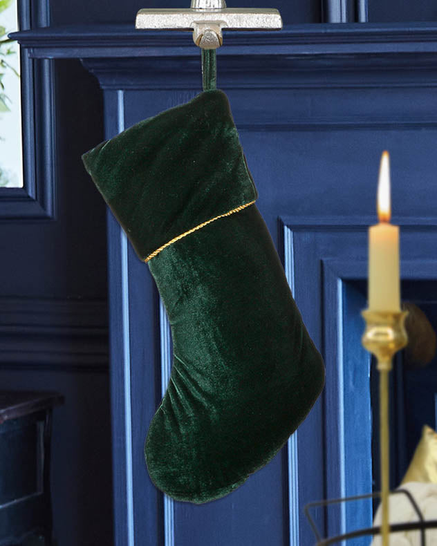 Knightsbridge Green Velvet Christmas Stocking
