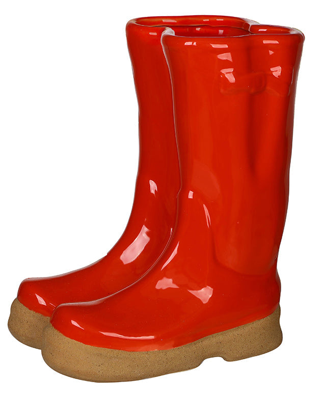 welly boot planter red