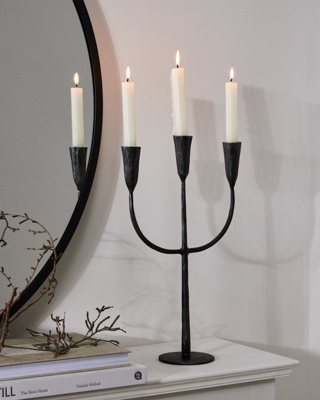 Forged Iron Black Trident Candelabra