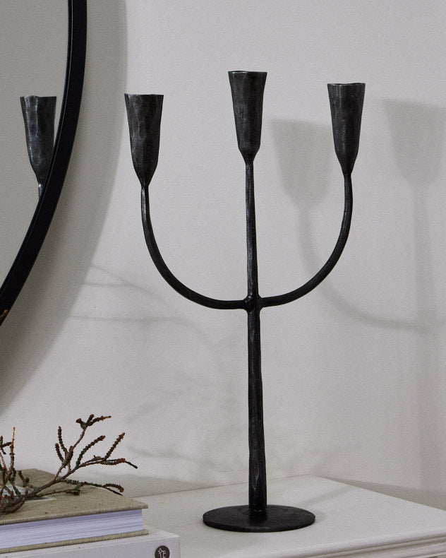 Forged Iron Trident Candelabra