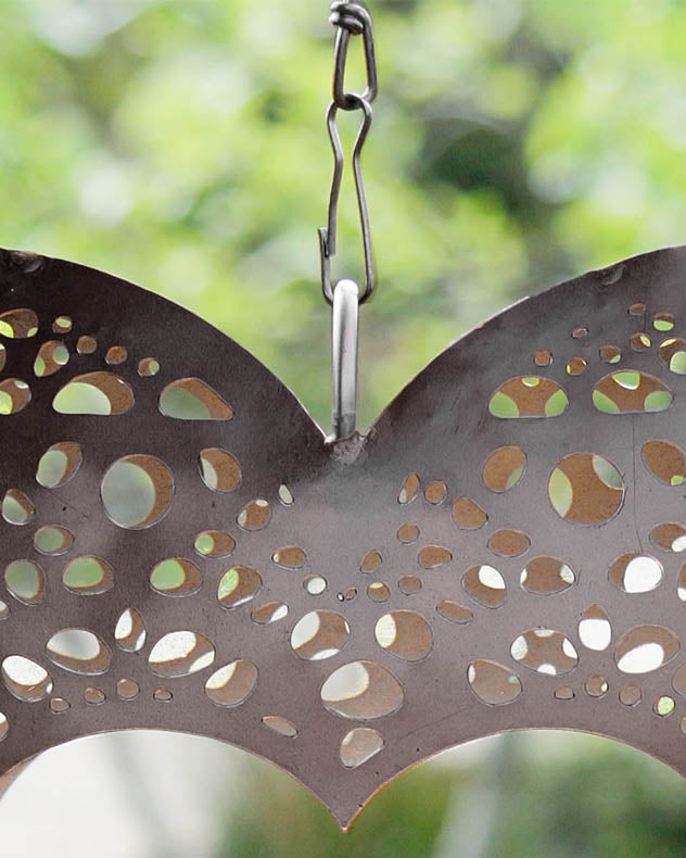 Silver Anniversary Gift Heart Hanging Garden Candle Holder