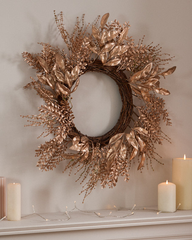 indoor outdoor gold christmas wreath