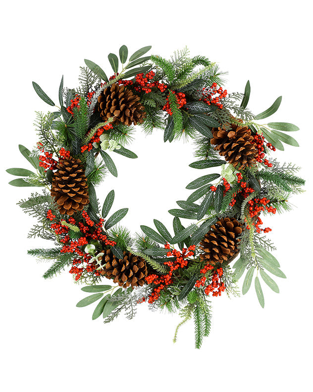 luxury red berry and pinecone wreath