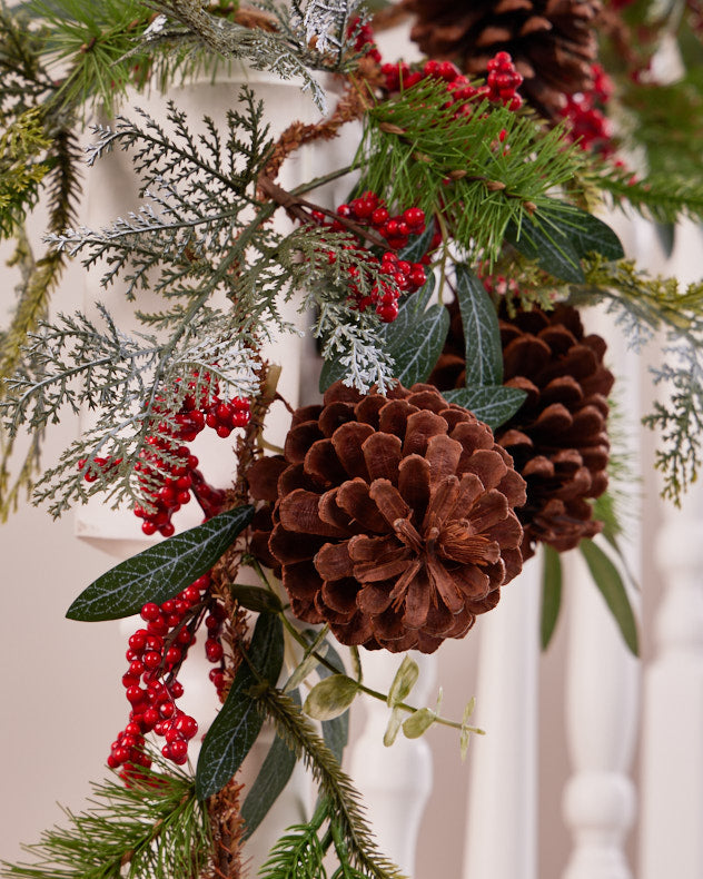 pinecone red berry garland