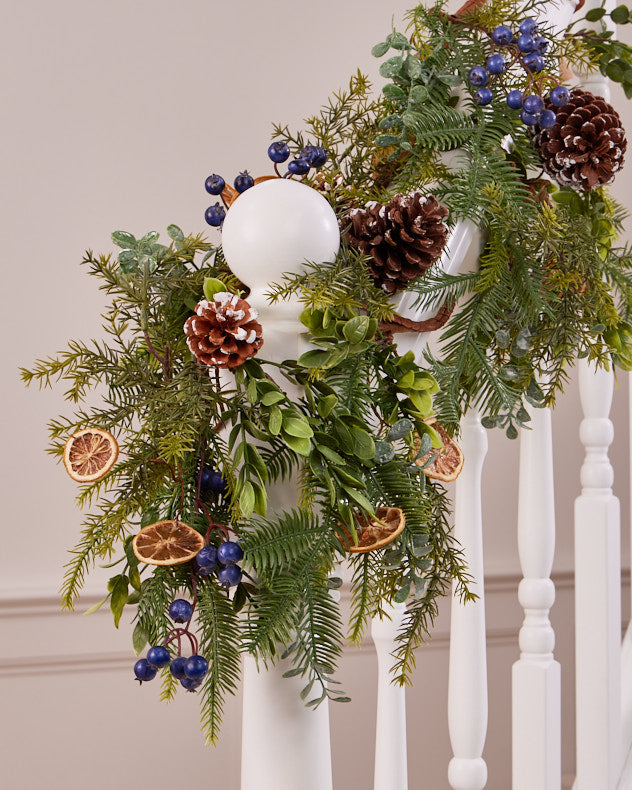 luxury christmas fruits garland on banister