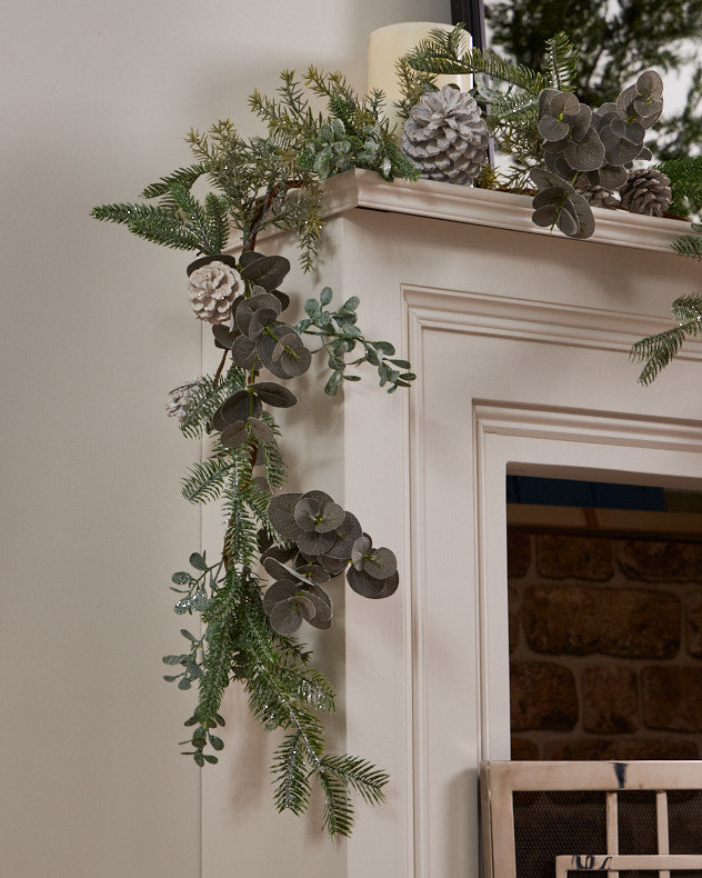 christmas garland on mantle