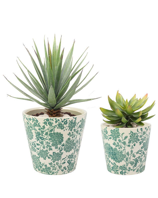 Set of 2 Green Meadow Planters