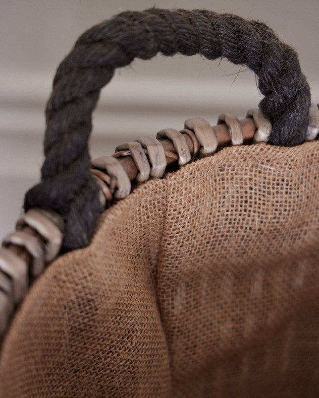 Small Rattan Log Basket With Handles