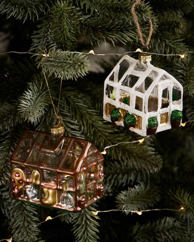 Set of 2 Greenhouse Glass Baubles