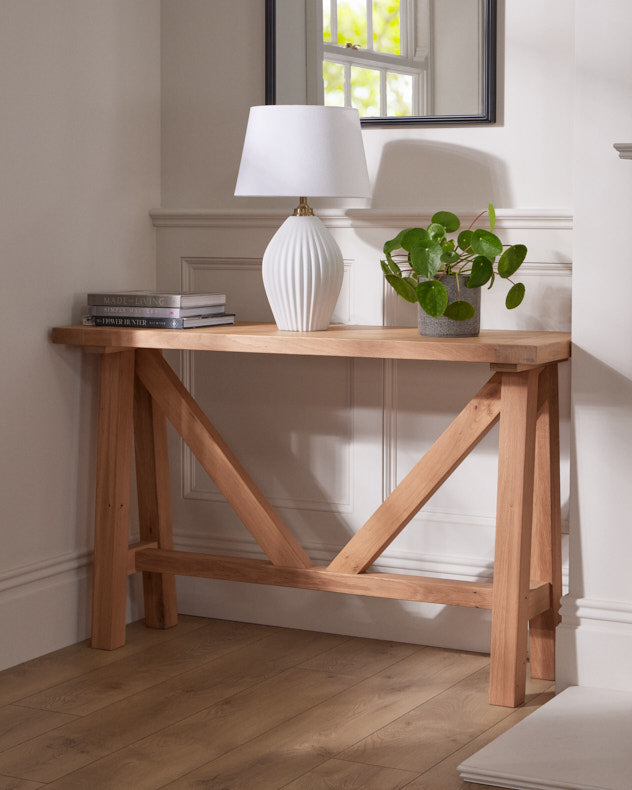 solid oak console table