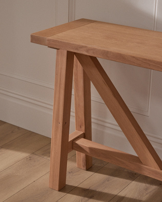 solid oak console table