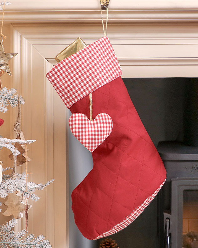 Gingham-Weihnachtsstrumpf