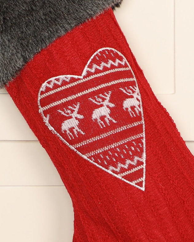 Chaussette de Noël nordique rouge