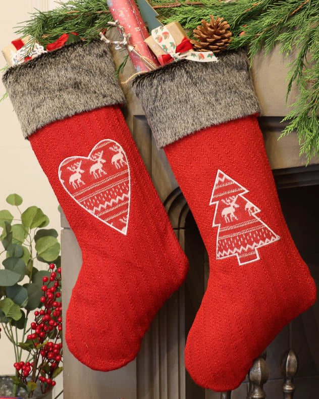 Chaussette de Noël nordique rouge