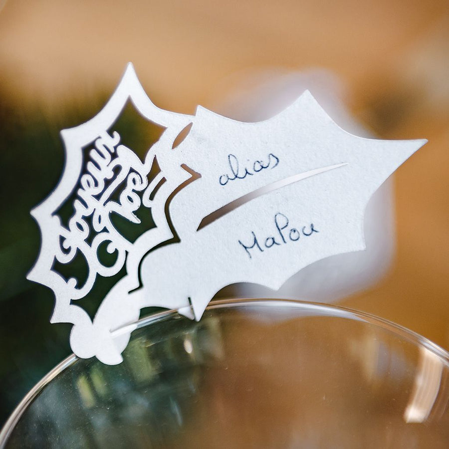 Set of 10 Joyeux Noel Wine Glass Decorations