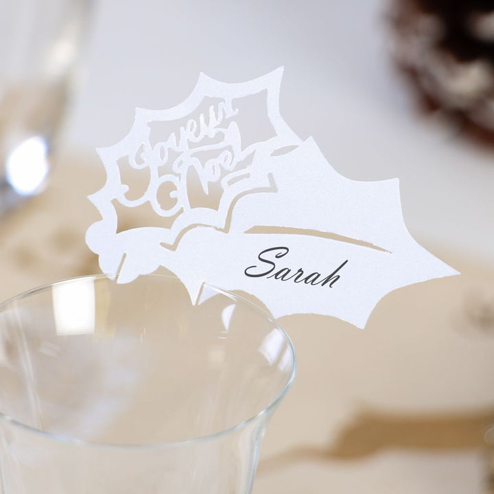 Set of 10 Joyeux Noel Wine Glass Decorations